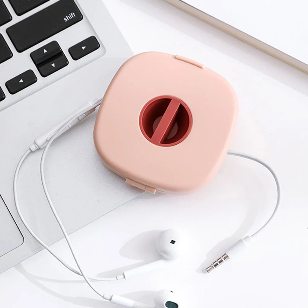 Portable Round USB Cable Winder Small Cable Organizer Rotating Data Cable Organizer Mobile Phone Mobile Charging Cable Winder